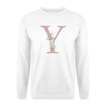 Y Monogram, Floral, Personnalisable - Sweat-shirt Unisexe - blanc - Devant