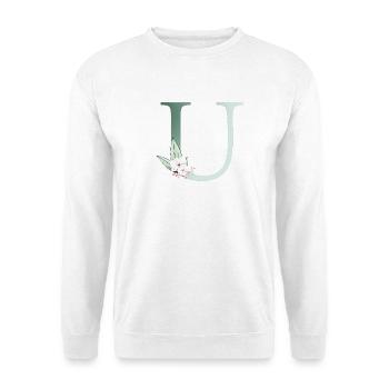 U Monogramm, Floral, personalisierbar - Unisex Pullover - Weiß - Vorne