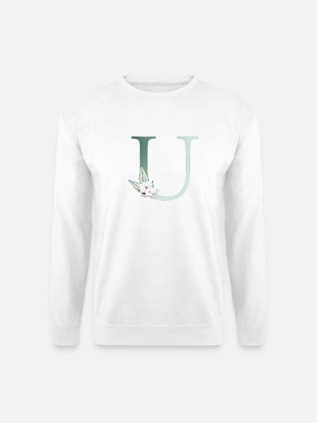 U Monogram, Floral, Personalizable - Unisex Sweatshirt - white