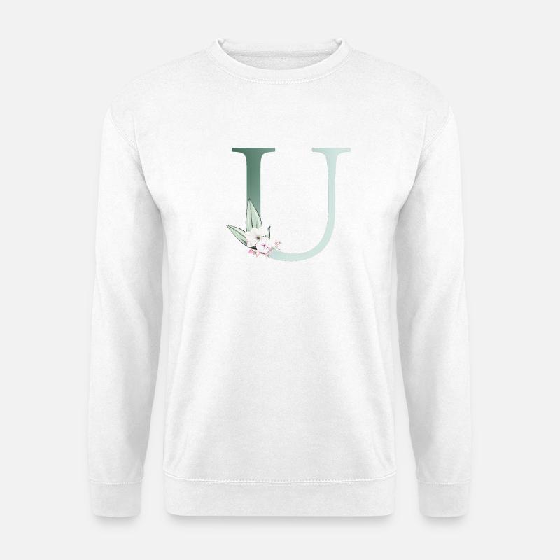 U Monogram, Floral, Personalizable - Unisex Sweatshirt - white