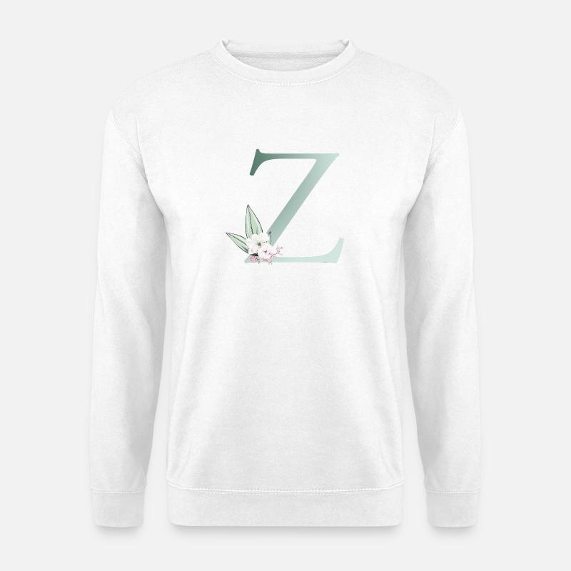 Z Monogram, Floral, Personalizable - Unisex Sweatshirt - white