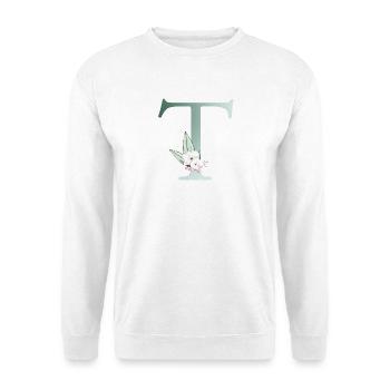T Monogram, Floral, Personnalisable - Sweat-shirt Unisexe - blanc - Devant