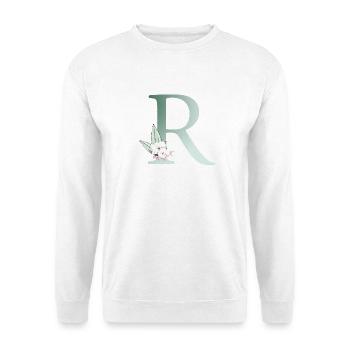 R Monogramm, Floral, personalisierbar - Unisex Pullover - Weiß - Vorne
