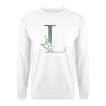 L Monogram, Floral, Personnalisable - Sweat-shirt Unisexe - blanc - Devant