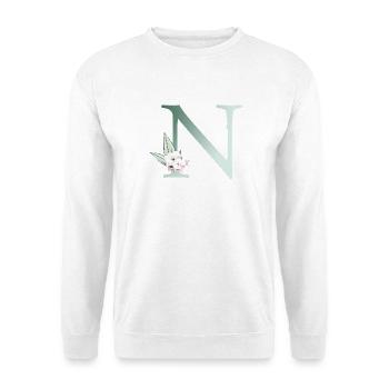 N Monogramme, Floral, Personnalisable - Sweat-shirt Unisexe - blanc - Devant