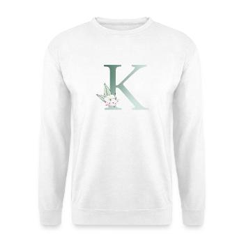 K Monogramm, Floral, personalisierbar - Unisex Pullover - Weiß - Vorne