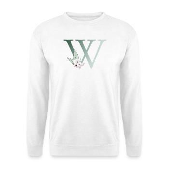 W Monogramme, Floral, Personnalisable - Sweat-shirt Unisexe - blanc - Devant