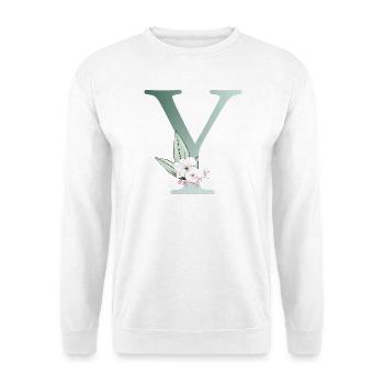 Y Monogram, Floral, Personnalisable - Sweat-shirt Unisexe - blanc - Devant