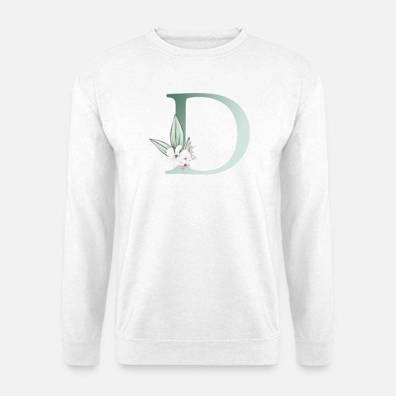 D Monogram, Floral, Customizable - Unisex Sweatshirt - white