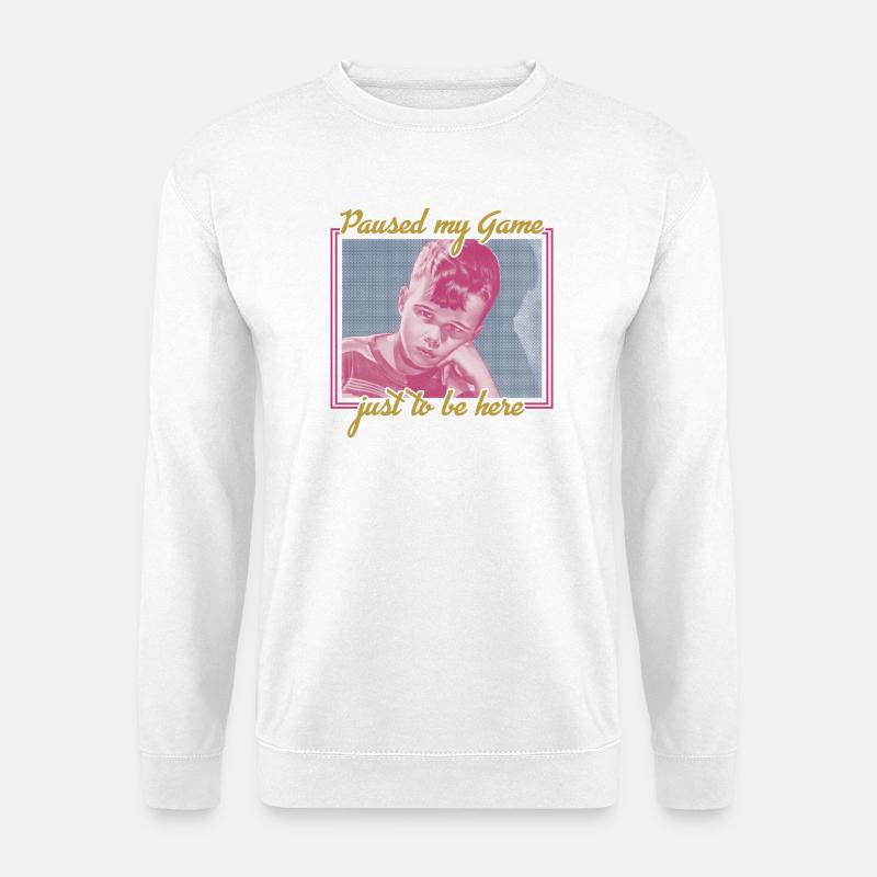 Paused My Game – Retro Gamer Vibes - Unisex Pullover - Weiß