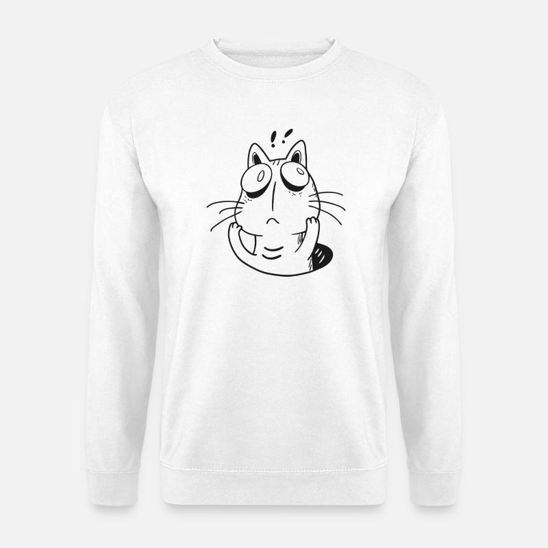 Anxious Cat – Funny Overthinking Kitty - Unisex Sweatshirt - white