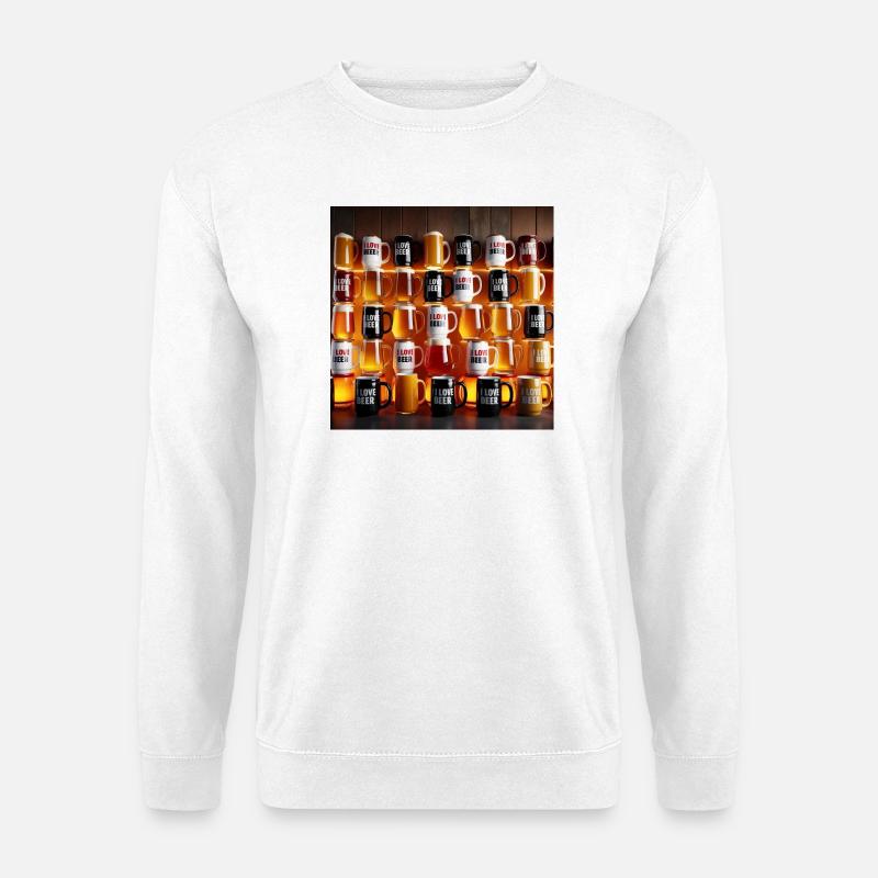 I Love Beer Becher-Muster - Unisex Pullover - Weiß