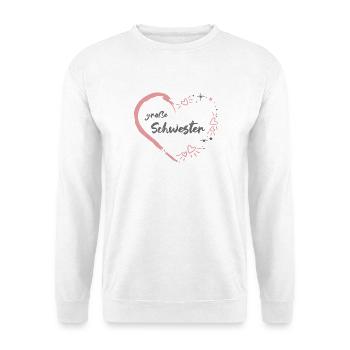 große Schwester rosa grau Herz - Unisex Pullover - Weiß - Vorne