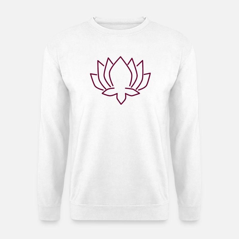 Lotus Silhouette in Weinrot - Unisex Pullover - Weiß
