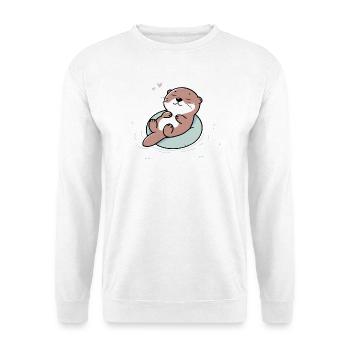Entspannter Fischotter – Süße Tier Illustration - Unisex Pullover - Weiß - Vorne