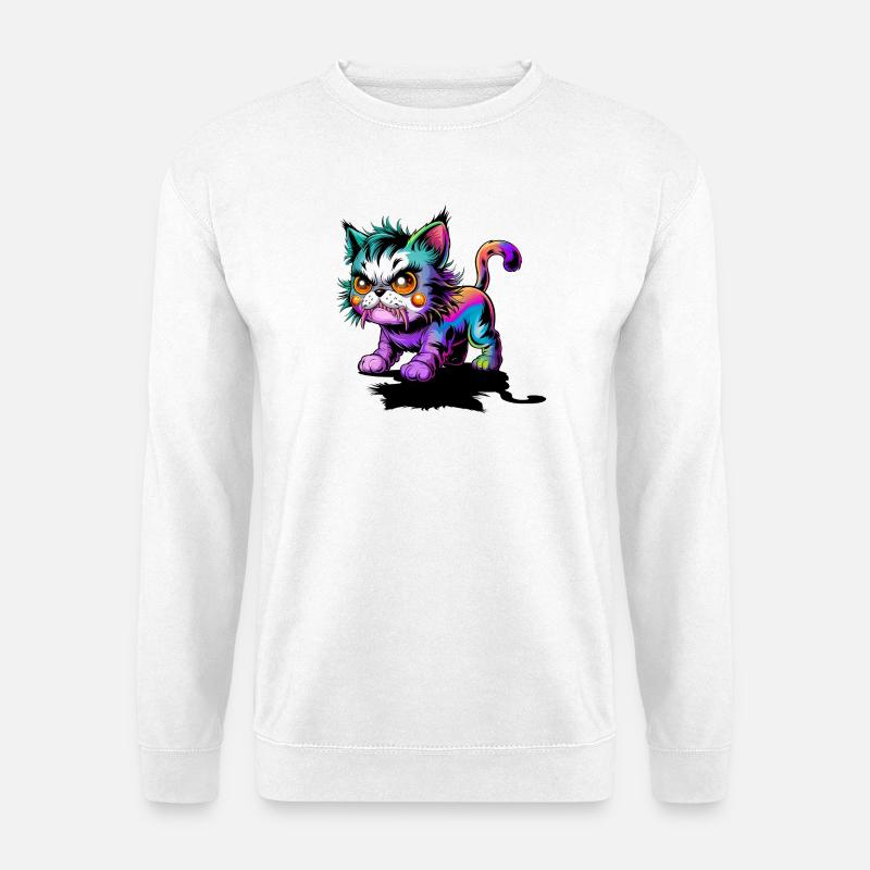 Verrückte Katze - Unisex Pullover - Weiß
