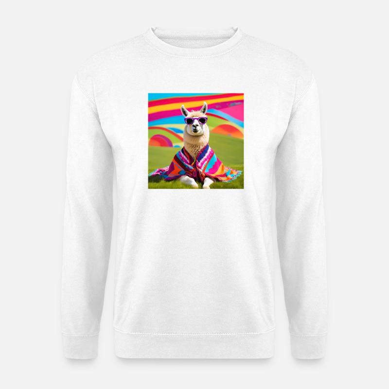 Lama, Alpaka, Lama Humor - Unisex Pullover - Weiß