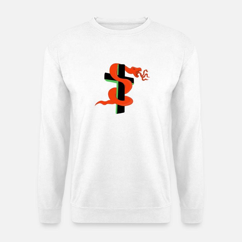 Schlange am Kreuz - Unisex Pullover - Weiß