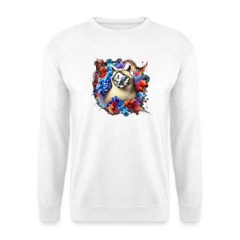 Bunte Siam Katze mit Farbspritzern - Unisex Pullover - Weiß - Vorne