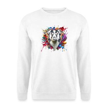 Border collie mignon avec des éclaboussures colorées de couleur - Sweat-shirt Unisexe - blanc - Devant