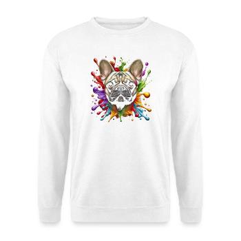 French bulldog with colorful paint splashes - Unisex Sweatshirt - white - Front