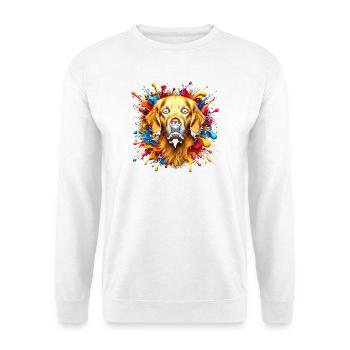 Süßer Golden Retriever mit bunten Farbklecksen - Unisex Pullover - Weiß - Vorne