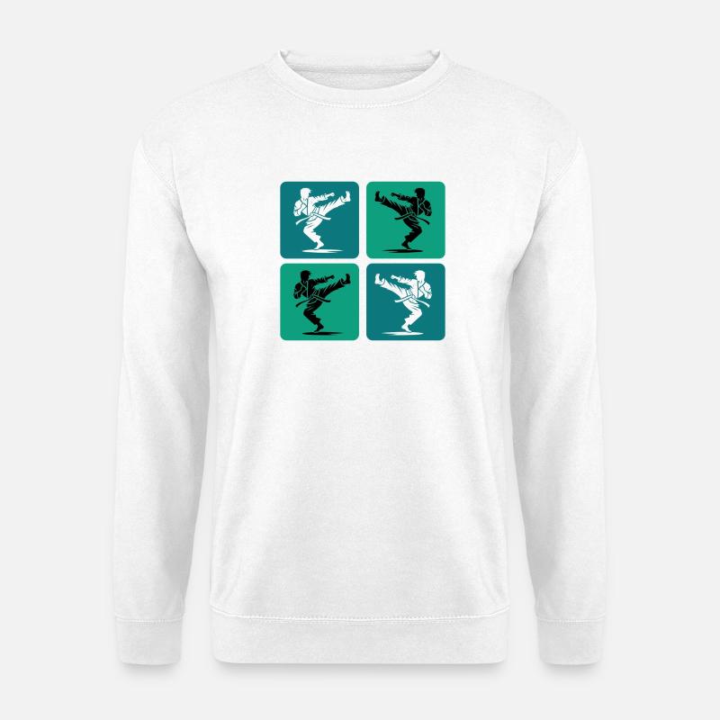 Karate Silhouette – Retro Style - Unisex Pullover - Weiß