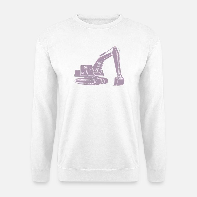 Bagger Silhouette Baugeräteführer Tiefbau - Unisex Pullover - Weiß