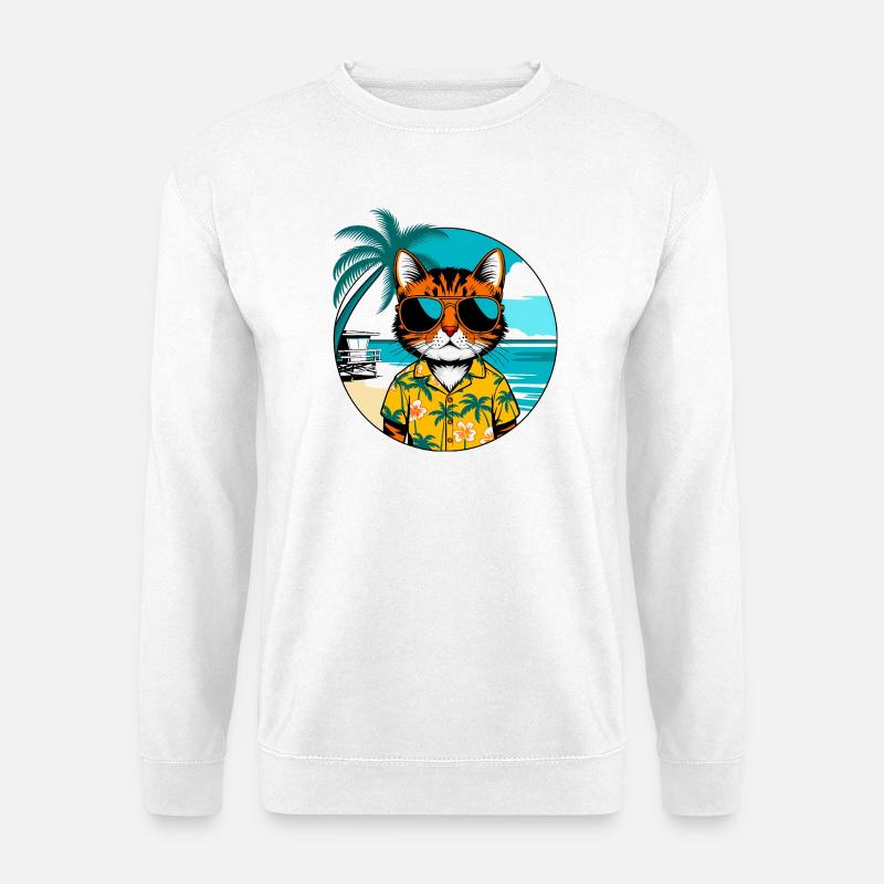 Cat on the beach - Unisex Sweatshirt - white