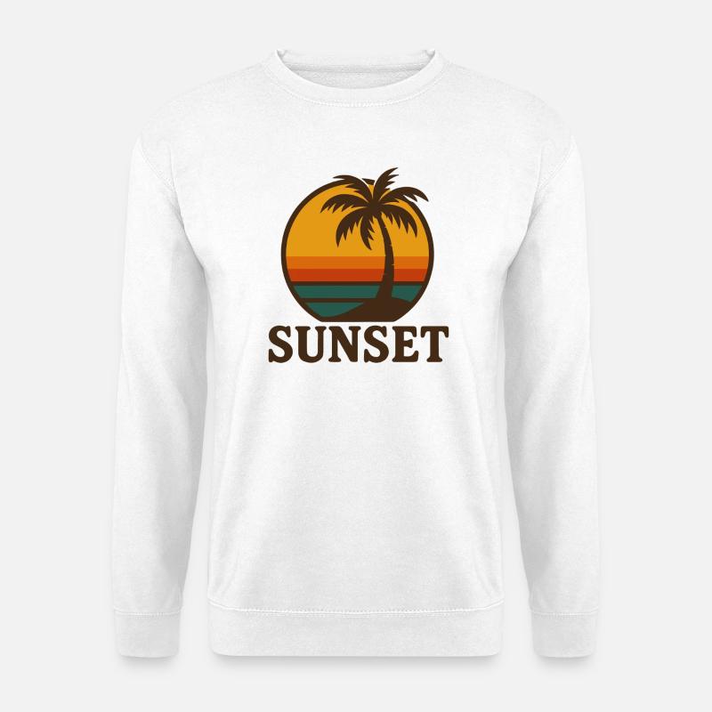 Retro Sunset Palmenstrand - Unisex Pullover - Weiß