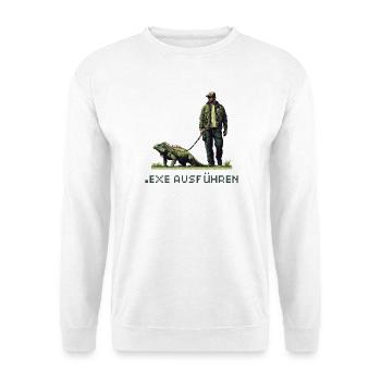 EXE AUSFÜHREN Lustiges Nerd IT Pixel Echse Design - Unisex Pullover - Weiß - Vorne