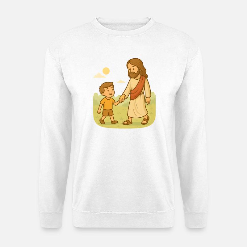 Mit Jesus gehen (Junge) - Unisex Pullover - Weiß