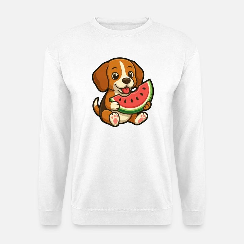 Fröhlicher Beagle Wassermelone Sommerfrucht - Unisex Pullover - Weiß