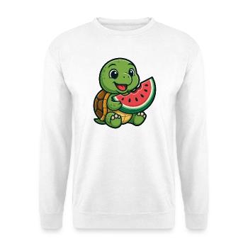 Cute turtle with melon summer design - Unisex Sweatshirt - white - Front