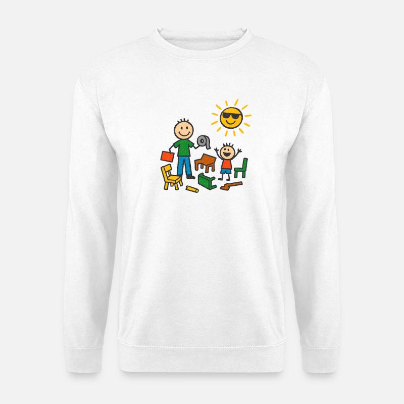 Papa baut das schon - Unisex Pullover - Weiß
