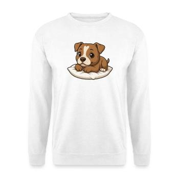 Cute Pitbull Cartoon Lying Cuddling Relaxing - Unisex Sweatshirt - white - Front