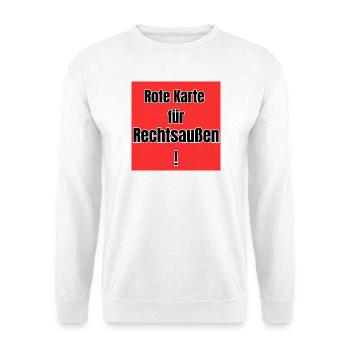 Rote Karte für Rechtsaussen! - Unisex Pullover - Weiß - Vorne - Alina (178cm) & Michal (187cm)