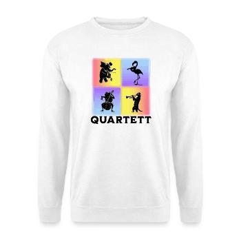 Musiker Quartett mit Elefant Flamingo Frosch - Unisex Pullover - Weiß - Vorne