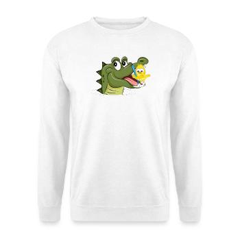 Crocodile and bird brushing their teeth – funny animals - Unisex Sweatshirt - white - Front