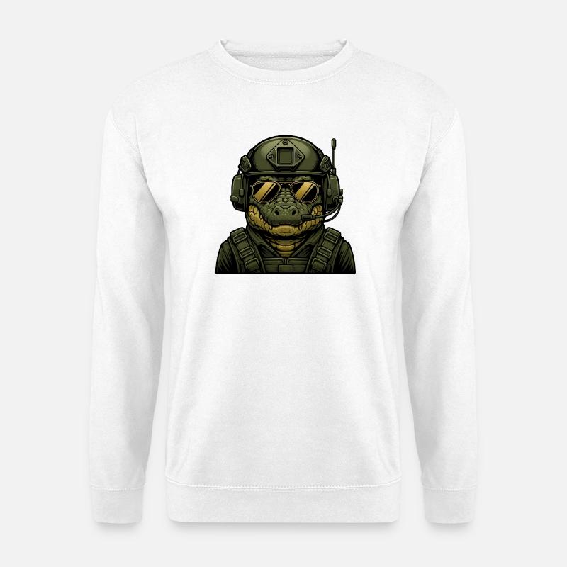 Krokodil Militär Design - Unisex Pullover - Weiß
