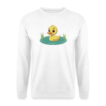 Glückliches Entlein schwimmt auf dem Teich - Unisex Pullover - Weiß - Vorne