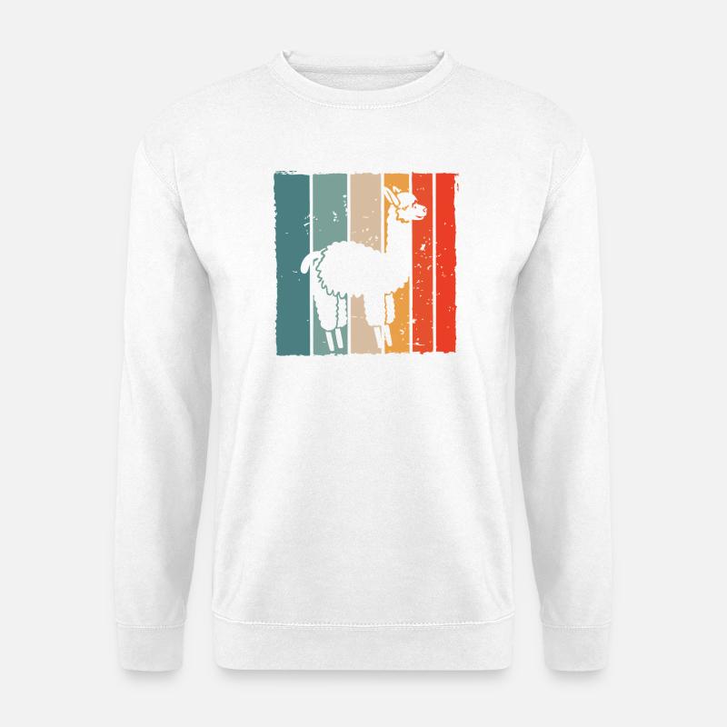 Llama Retro Stripe Print - Unisex Sweatshirt - white