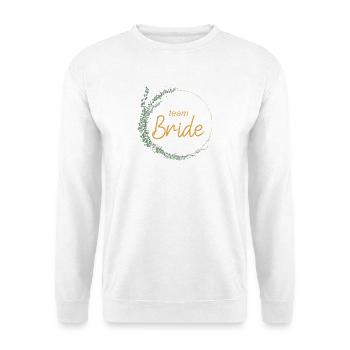 Team Bride! Eukalyptus-Kranz, personalisierbar - Unisex Pullover - Weiß - Vorne