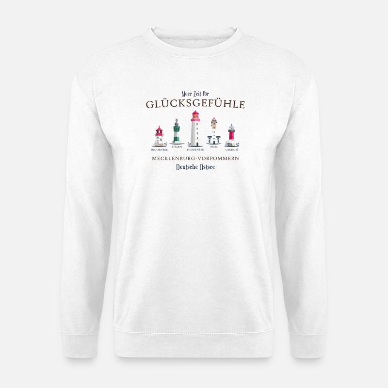 Rügen, Poel, Usedom, Hiddensee Handzeichnung - Unisex Pullover - Weiß