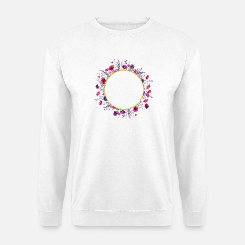 Wildblumen - Blumenkranz Personalisierbar - Unisex Pullover - Weiß