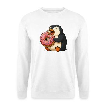 Süßer Pinguin Donut Liebhaber Cartoon Mampfen - Unisex Pullover - Weiß - Vorne