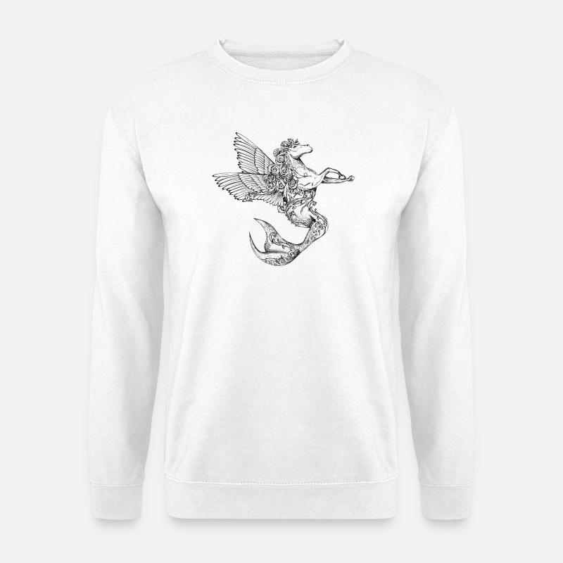 Fantasiepferd mit Flügeln und Fischschwanz - Unisex Pullover - Weiß