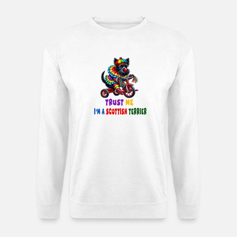 Clown Terrier auf Dreirad - Unisex Pullover - Weiß