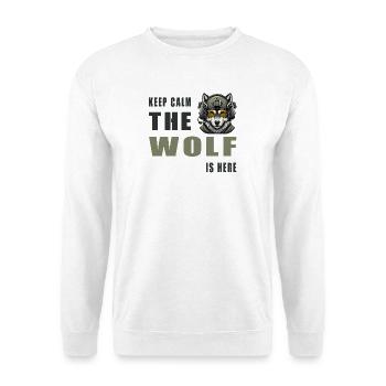 Keep Calm Wolf Is Here - Unisex Pullover - Weiß - Vorne