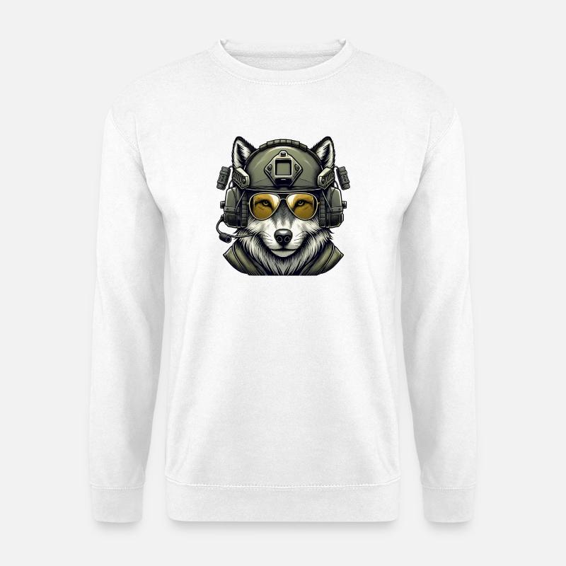 Militär Wolf - Unisex Pullover - Weiß